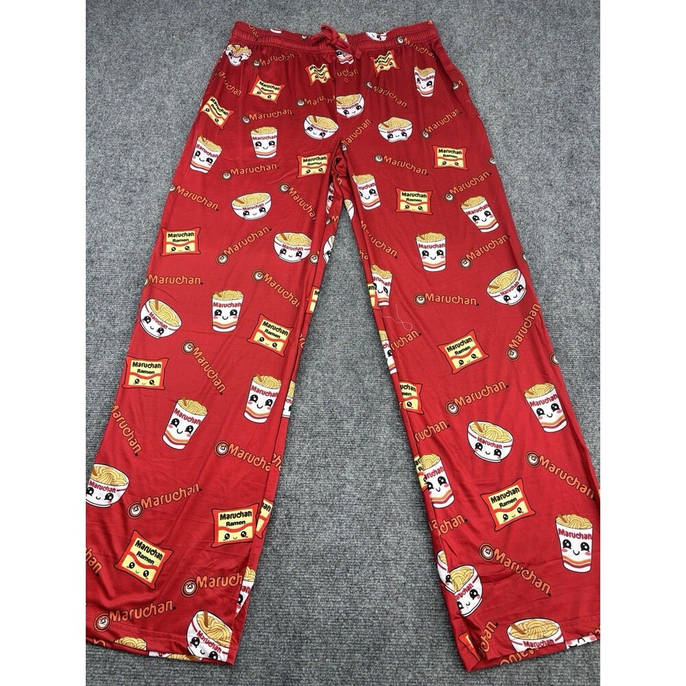 Maruchan Ramen Men's L Red All Over Print Lounge Pajama Pants 95% Polyester